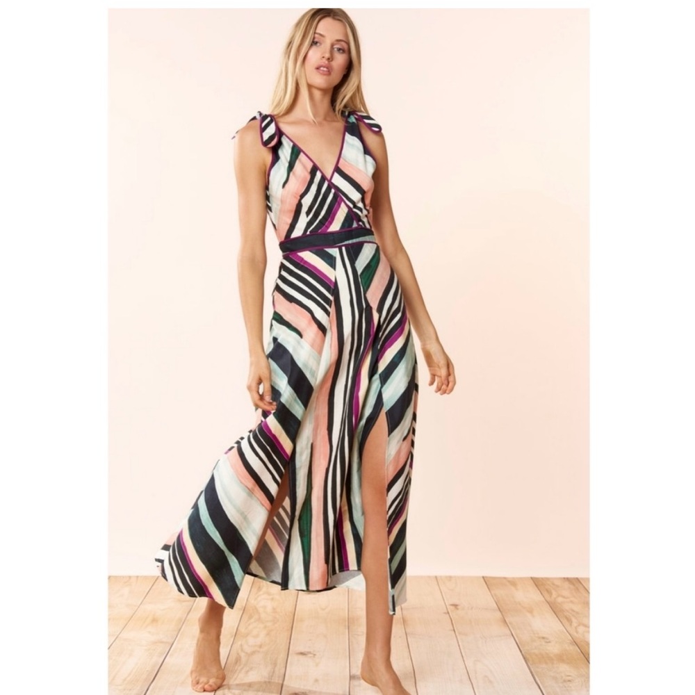 NWT Red Carter Kinsley Striped Multicolor Sleeveless Maxi Dress Small Resort